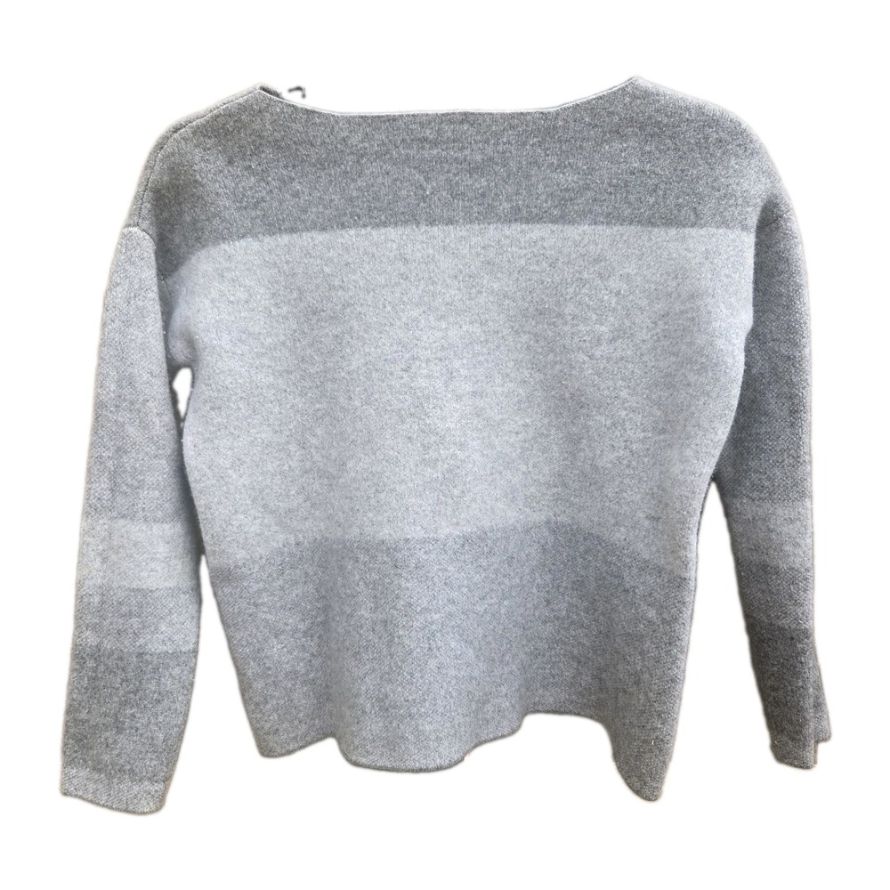 Vince Womens Boxy Striped Sweater Wool/Cashmere Blend Boat Neck XS Gray